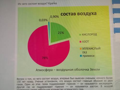 Определите газовый состав воздуха и подпишите. ​