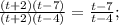 \frac{(t+2)(t-7)}{(t+2)(t-4)}=\frac{t-7}{t-4};