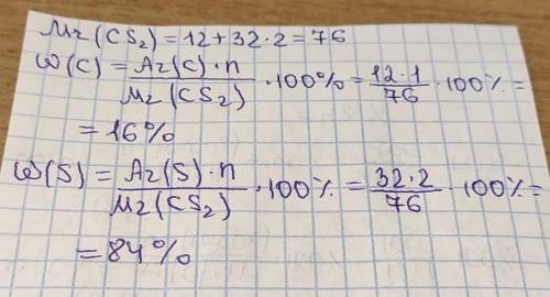 Обчисліть масові частки елементів у сполуці CS2​
