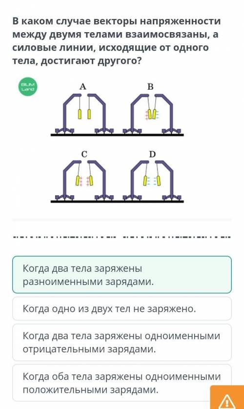 В каком случае векторы напряженности между двумя телами взаимосвязаны, а силовые линии, исходящие от