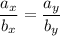 \dfrac{a_x}{b_x}= \dfrac{a_y}{b_y}