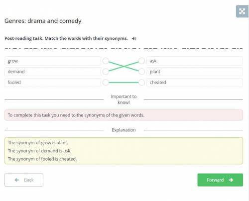 Открыть чат XGenres: drama and comedyPost-reading task. Match the words withtheir synonyms. )askgrow