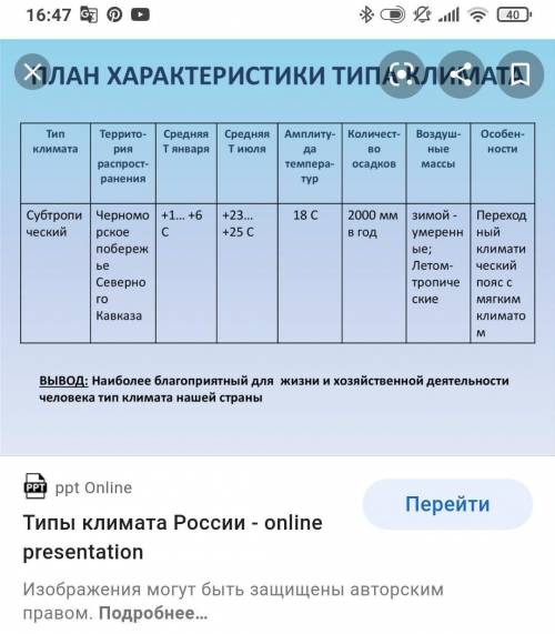 сделать задание по географии. Таблица на тему Типы климатов в России