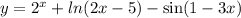 y = {2}^{x} + ln(2x - 5) - \sin(1 - 3x)