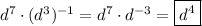 d^7 \cdot (d^3)^{-1} = d^7 \cdot d^{-3} = \boxed{d^4}