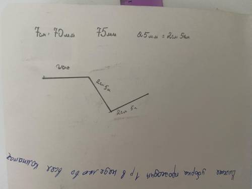 Изобразите ломанно такой же длины, но состоящую из трех одинаковых звеньев Длина ломаной - 9 см 5 мм