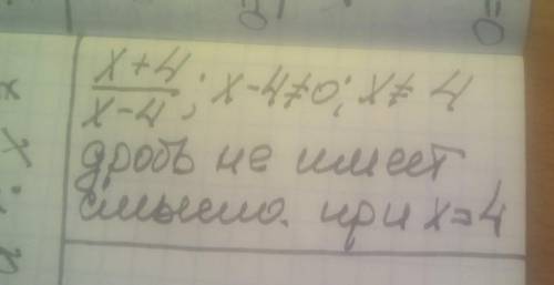 При якому значенні х не має змісту дріб x+4 x-4