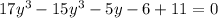 17y^{3} -15y^{3} -5y-6+11=0