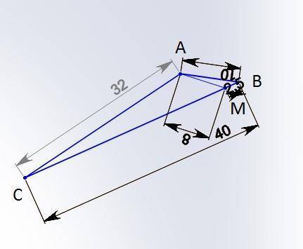У трикутнику ABC на стороні BC, позначено точку M. Відомо, що AM=8 см, MB/AB=AB/BC=1/4. Знайдіть сто