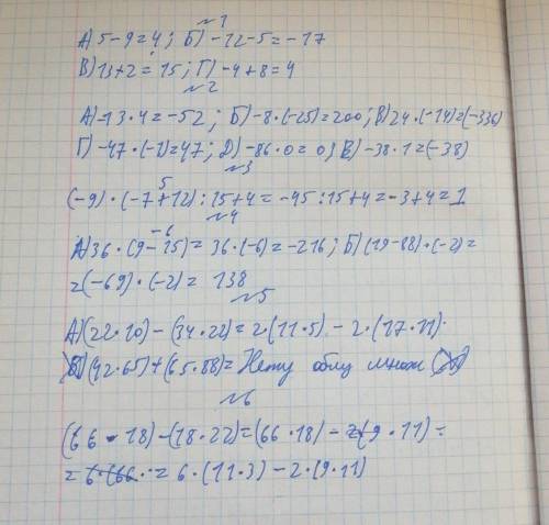 1. Вычислите. А) 5+ (-9)Б) -12 + (-5)В) 13 – (-2)Г) -4 – (-8)2. Вычислите.А) -13 * 4Б) -8 * (-25 )В)