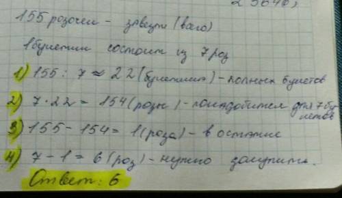 В цветочном магазине закупили некоторое количество роз. Сколько роз нужно купить к 155 роз чтобы из