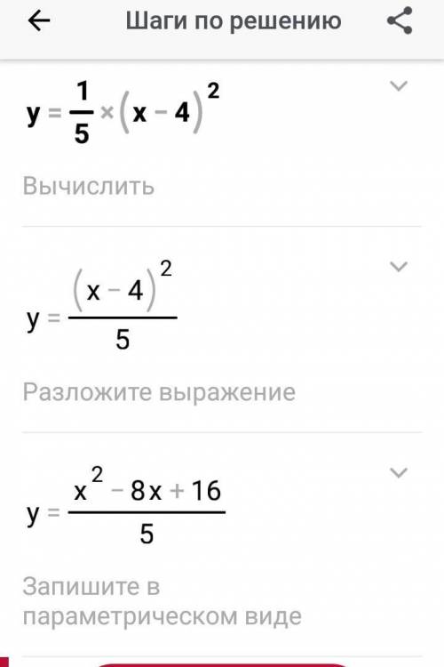 построит график функции y=1/5(x-4) квадрате