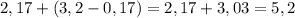 2,17 + (3,2-0,17) = 2,17 + 3,03 = 5,2