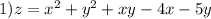 1)z = {x}^{2} + {y}^{2} + xy - 4x - 5y