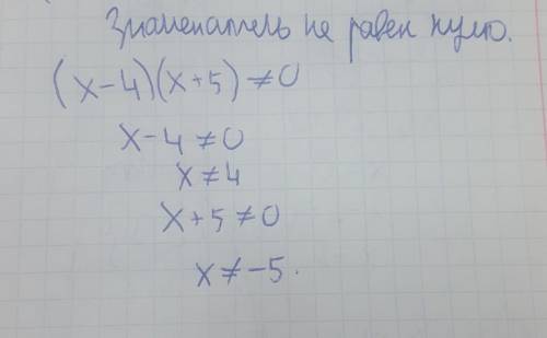 Найдите область определения функции f(x) 5/(x-4)(x+5)