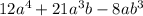 12a^{4} + 21a^{3}b - 8ab^{3}