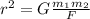 r^{2} =G\frac{m_{1}m_{2} }{F}