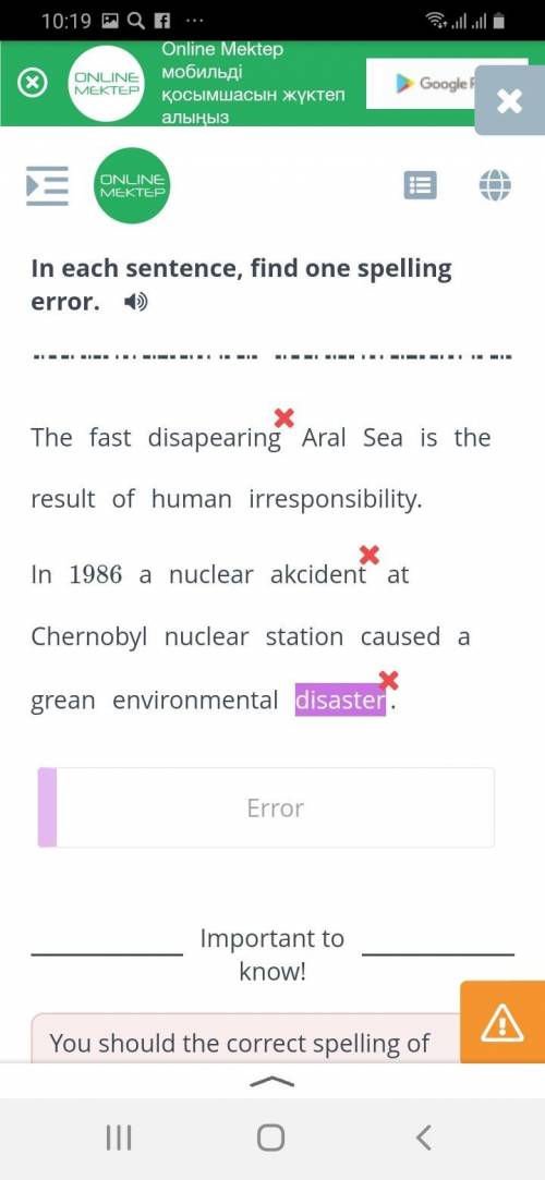 Man-made disasters / Grammar; neither, either. In each sentence, find one spelling error. The fast d