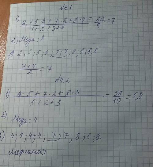 В упражнениях 4.1 - 4.6 по заданным таблицам абсолютных частот или относительных частот найдите: 1)