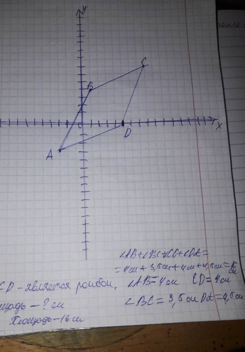 Докажите, что четырёхугольник ABCD, вершины которого имеют координаты A(-2; -3), В (1; 4), C (8; 7),