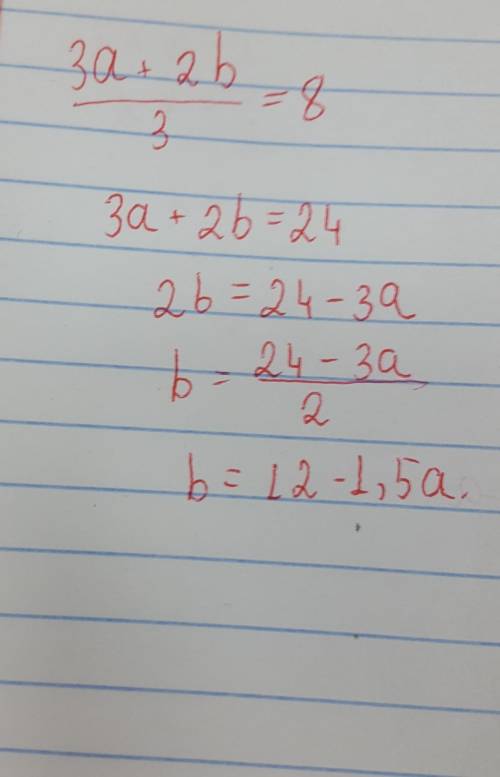 Выразите переменную b через 3а+2в/3=8​