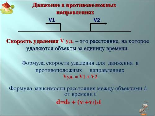 Выбери формулу, по которой можно вычислить скорость удаления двух объектов, движущихся в противополо