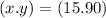 (x.y) = (15.90)