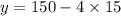 y = 150 - 4 \times 15