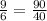 \frac{9}{6} = \frac{90}{40}