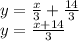 y = \frac{x}{3} + \frac{14}{3} \\ y = \frac{x + 14}{3}