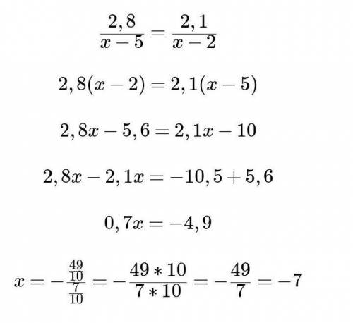 Решите НЕТ ВРЕМЕНИ2,8/x-2=2/5