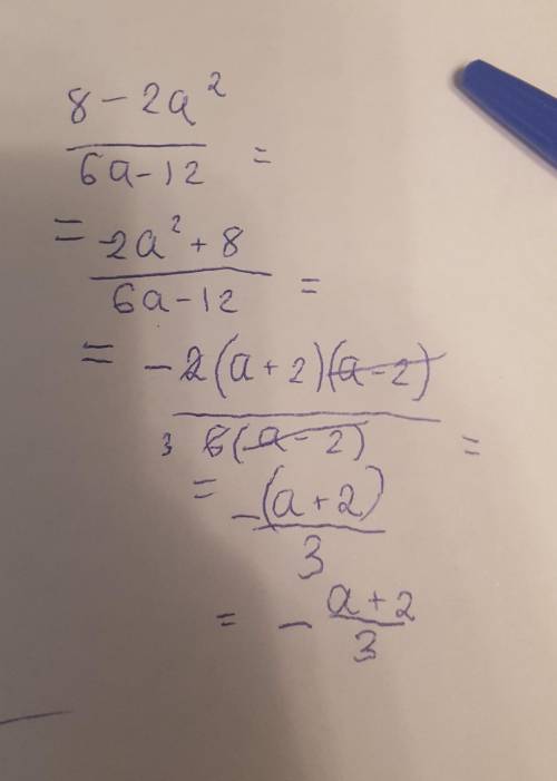 Сократите дробь 8-2а^2/6а-12