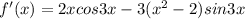 f'(x)= 2xcos3x-3(x^2-2)sin3x