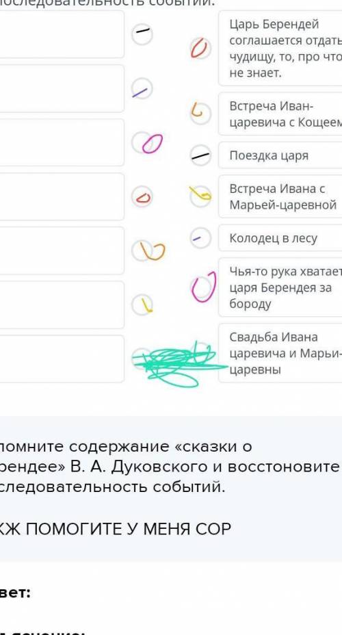 Вспомните содержание «сказки о Берендее» В. А. Дуковского и восстоновите последовательность событий