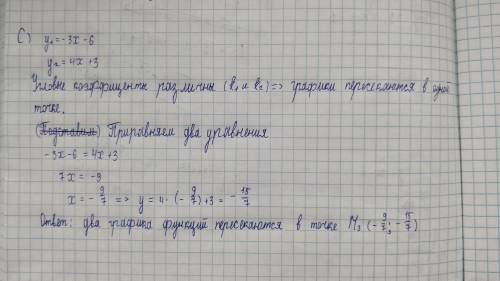 Дана функция у=-3х-6.Не выполняя построения, А) найдите координаты точек пересечения графика функции