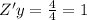 Z'y = \frac{4}{4} = 1 \\