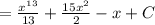 =\frac{x^{13}}{13} +\frac{15x^2}{2} -x +C