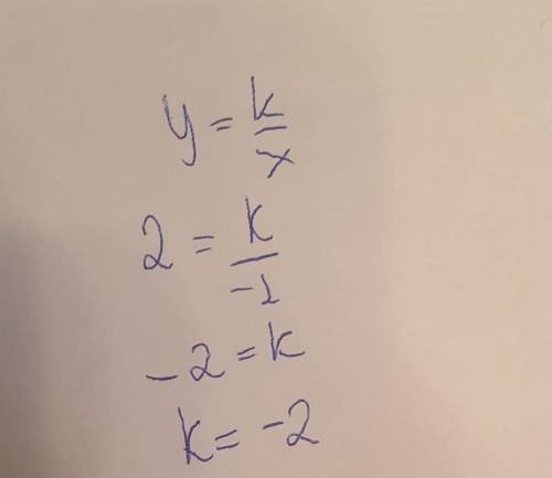 2. Найдите значение коэффициента k, если известно, что график функции y = к/х проходит через точку А