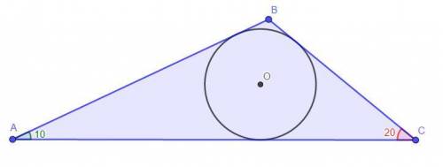 В треугольнике ABC известны угол A=10°,угол C=20°,AC=10см.Найдите радиус окружности​