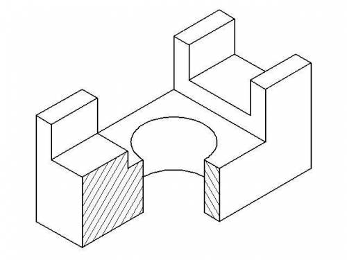 По чертежу детали выполнить её аксонометрическую проекцию с целесообразным вырезом.