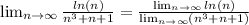 \lim_{n \to \infty} \frac{ln(n)}{n^3+n+1} = \frac{ \lim_{n \to \infty}ln(n)}{ \lim_{n \to \infty}(n^3+n+1)}