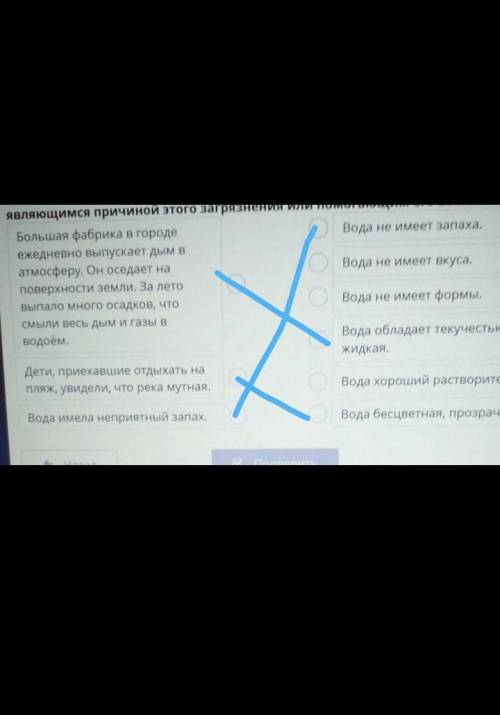 установи соответствие между видом загрязнён загрязнения воды и её свойства являющиеся причиной этого