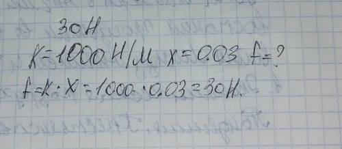 7. Под действием какой силы пружина с коэффициентом жесткости 1000н/кг растягиваетсяна 3 см?​