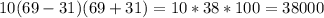 10(69-31)(69+31)=10*38*100=38000