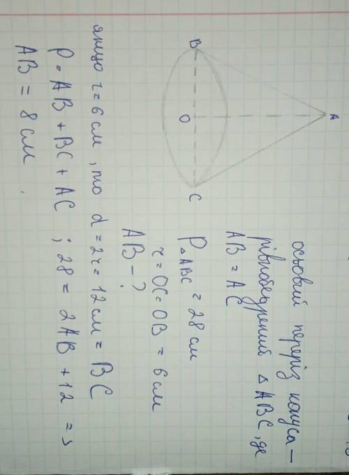 Переметр осьогово перевізу конуса 28 см радіус6 см знайти твірну конуса