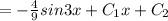 =-\frac{4}{9} sin3x+C_1x+C_2