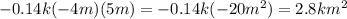 - 0.14k( - 4m)(5m) = - 0.14k( - 20 {m}^{2} ) = 2.8k {m}^{2}