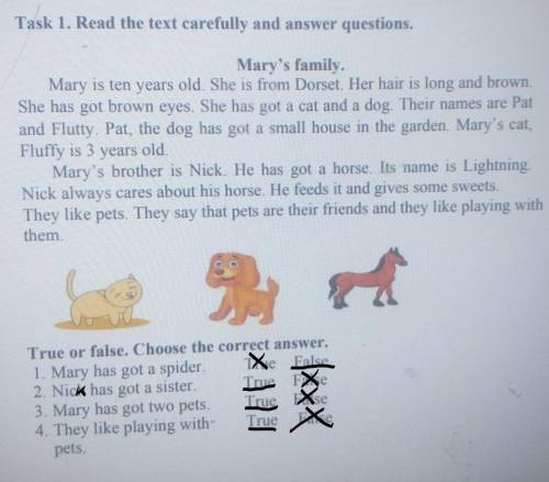 Task 1. Read the text carefully and answer questions. Mary's family.Mary is ten years old. She is fr