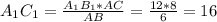 A_{1}C_{1}= \frac{A_{1}B_{1}*AC}{AB} = \frac{12 * 8}{6} = 16