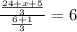 \frac{\frac{24+x+5}{3}}{\frac{6+1}{3}} = 6